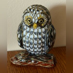 Vintage NYCO Cloisonné Owl Nikki Yassaman Metal & Enamel Art Figurine Bird